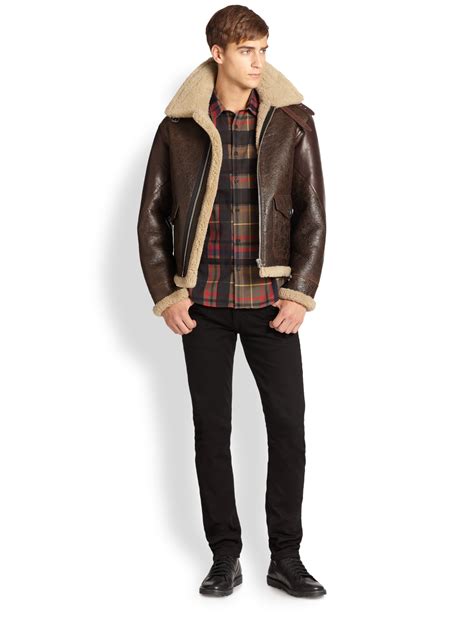 burberry brit feering shearling jacket|burberry leather jacket men's.